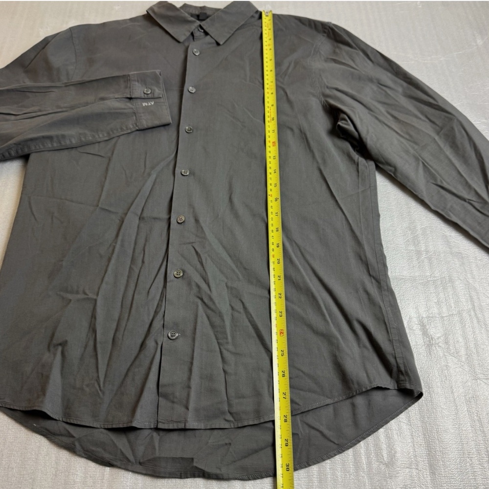 ATM Anthony Thomas Melillo Mens M Gray Button Down Long Sleeves Shirt - Picture 7 of 7